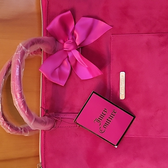 Pink Velvet Juicy Couture Convertible Backpack Purse With Bow - Picture 2 of 5